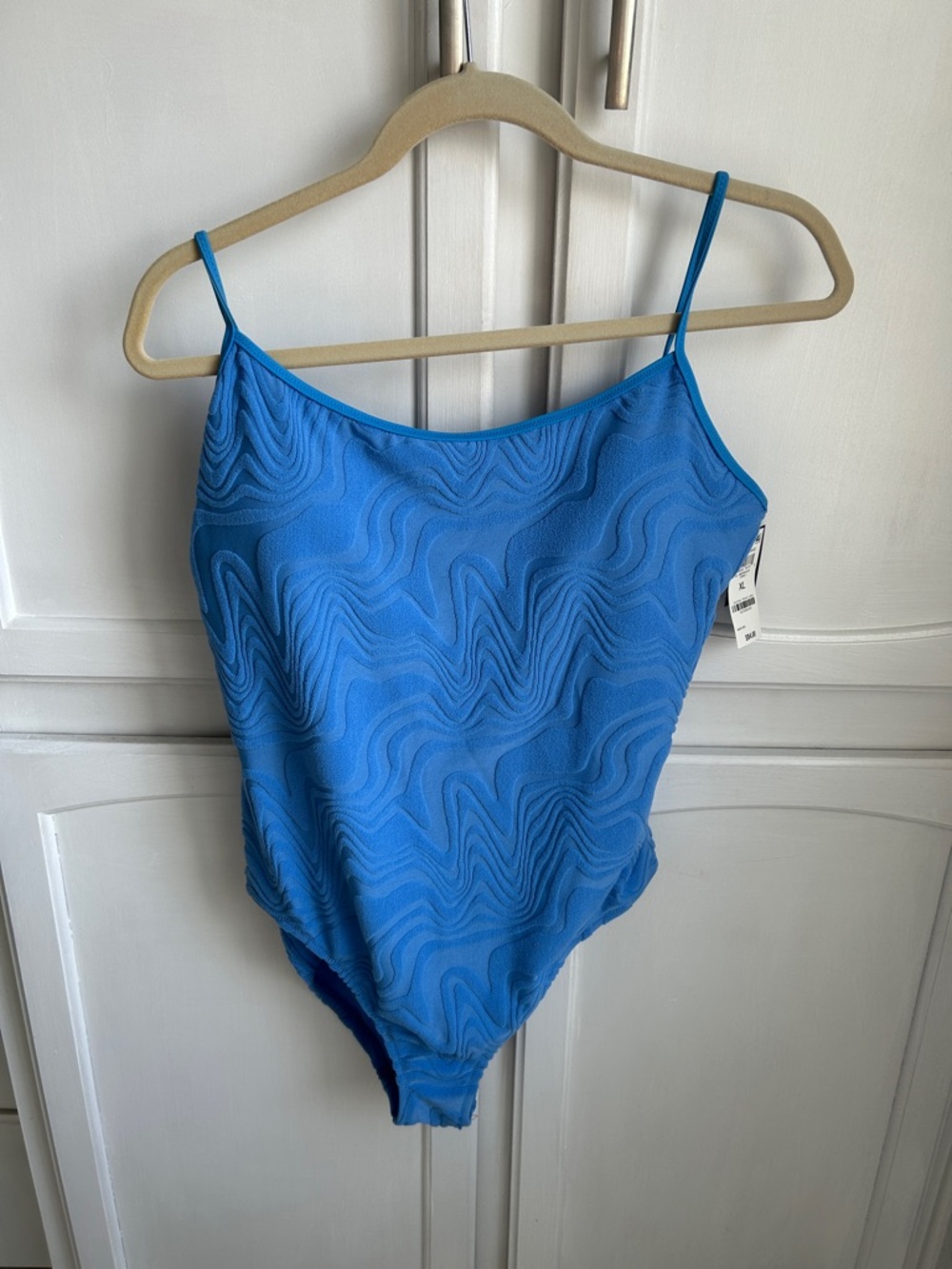 Bar III Blue Textured One-Piece Swimwear with Cutout Back